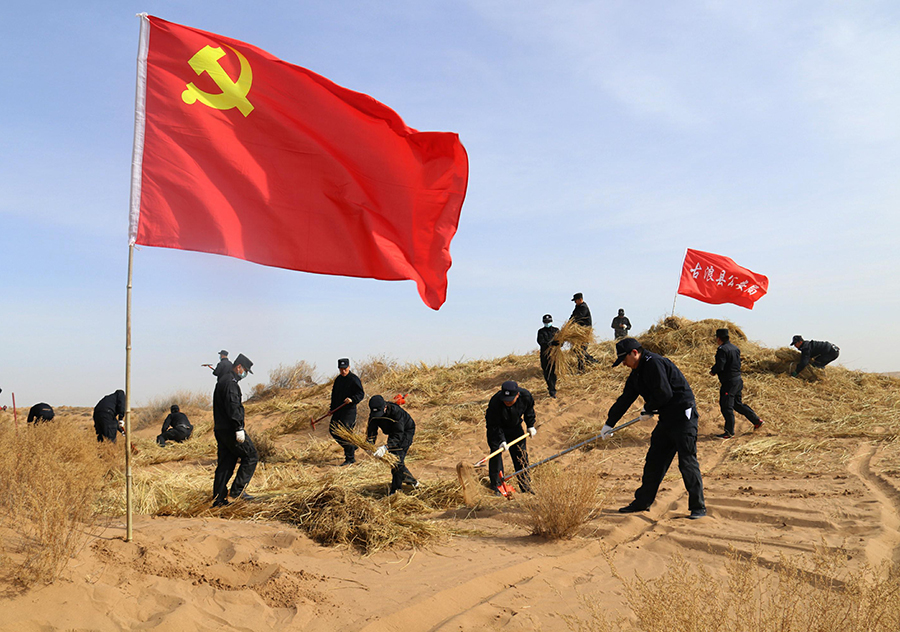 qEY古浪公安民警开展春季义务压沙活动(11478233)-20220307090802_极光看图